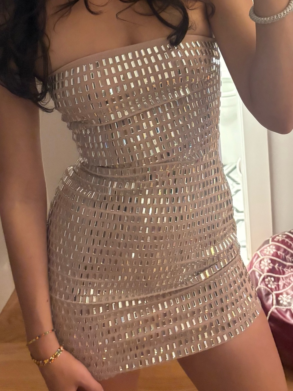 Superdown Josephine mini dress in nude, worn once